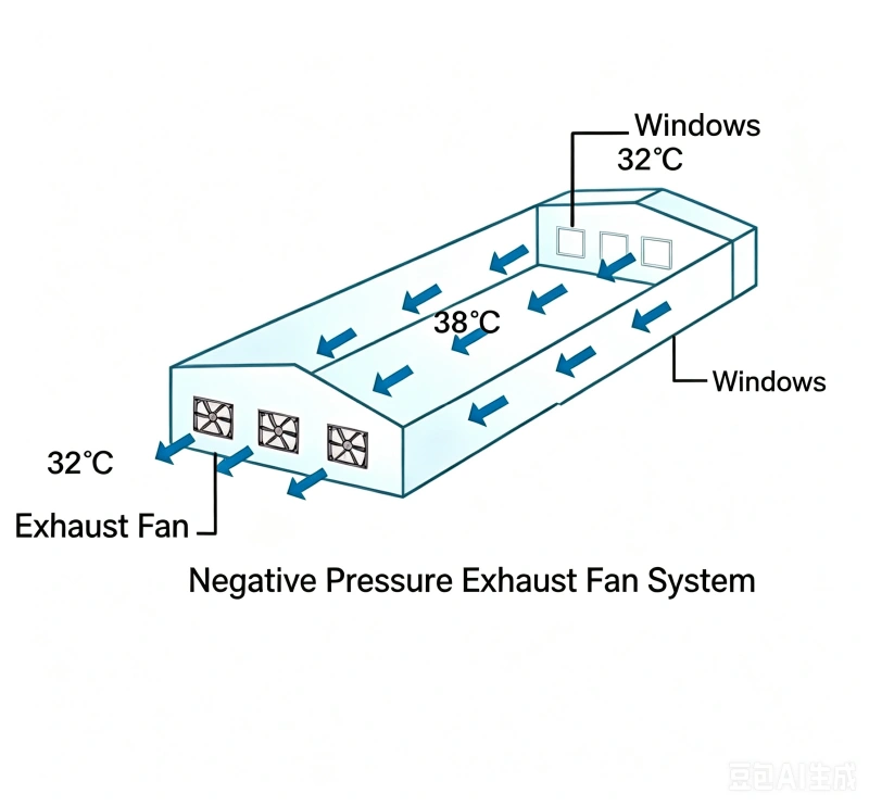 Industrial Cooling Process Diagram of MX Cooling Negative Pressure Exhaust Fans