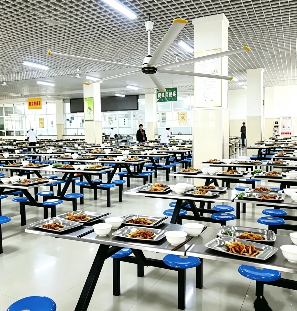 HVLS ceiling fan in a canteen