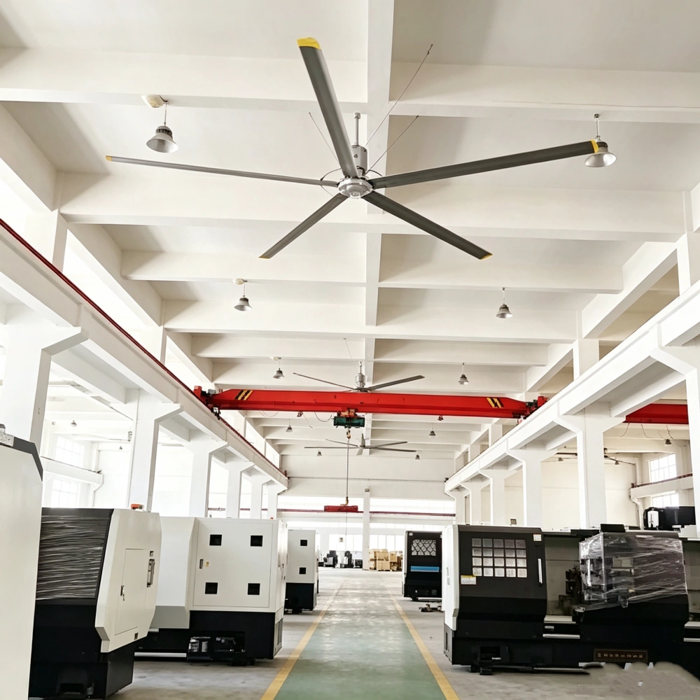 HVLS ceiling fan in a factory plant HVLS ceiling fan in a factory plant