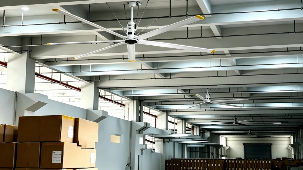 HVLS ceiling fan in a warehouse HVLS ceiling fan in a warehouse