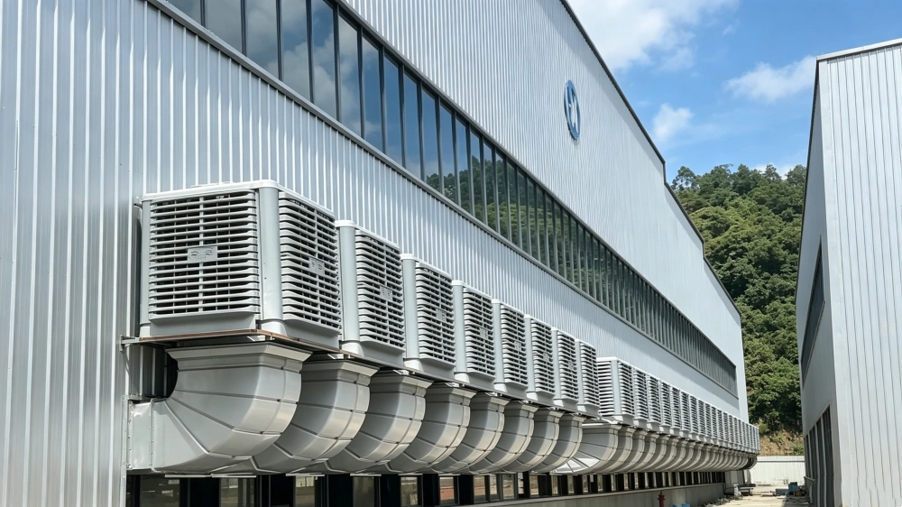 MX Cooling Factory building installed with multiple exhaust fans