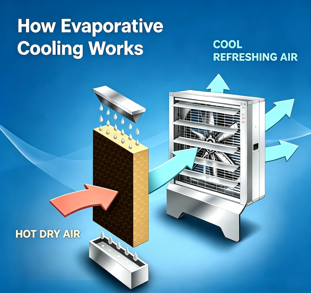 diagram of how evaporative cooling works