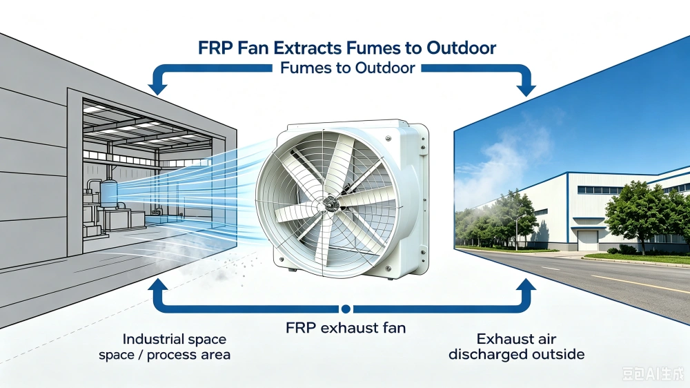 FRP Fan Extracts Fumes to Outdoor banner