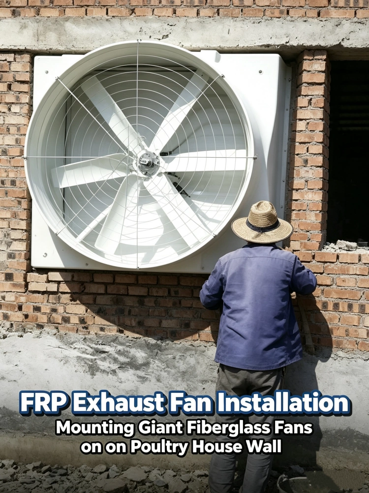 Mounting Giant Fiberglass Fans on Poultry House Wall