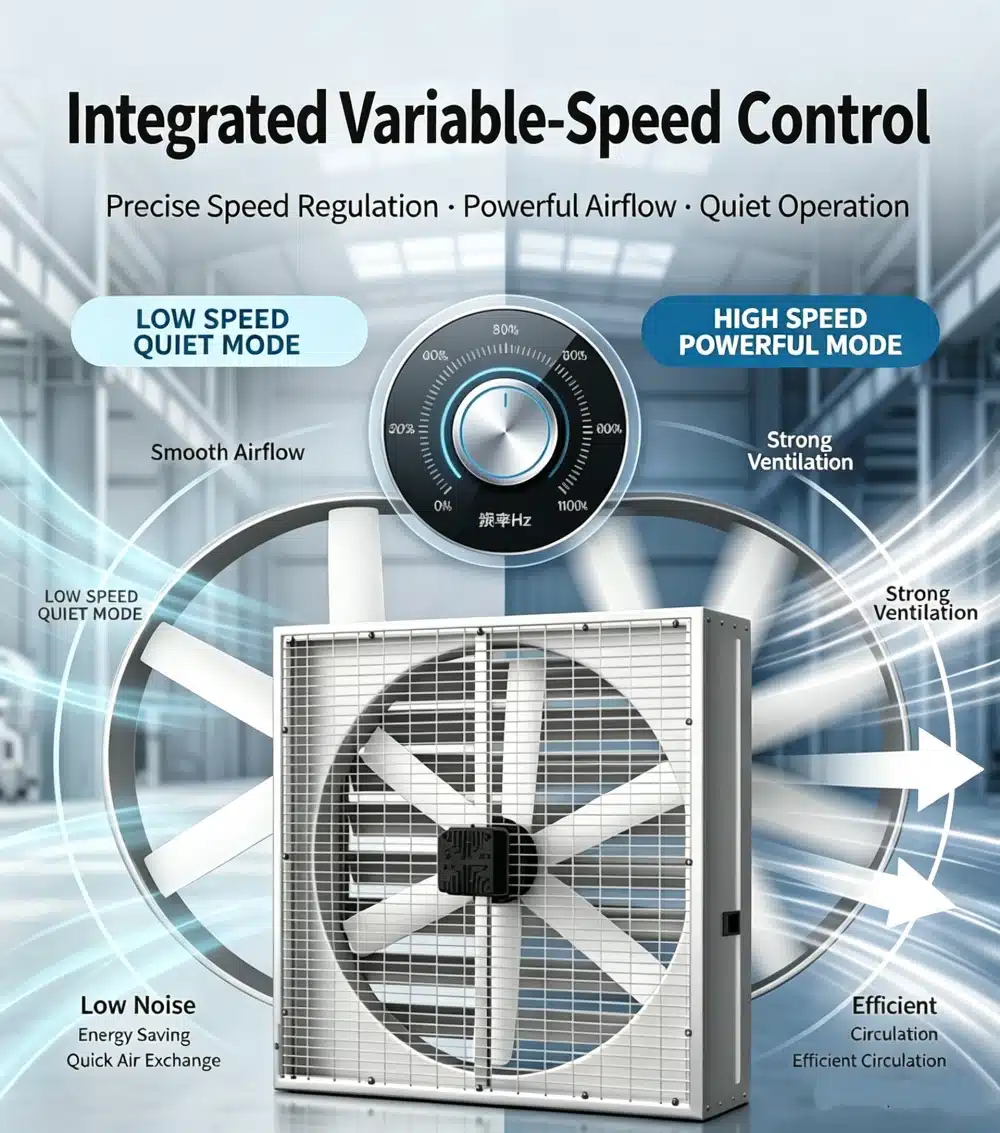 integrated variable-speed control of EC Shutter Exhaust Fan with Permanent-Magnet Motor